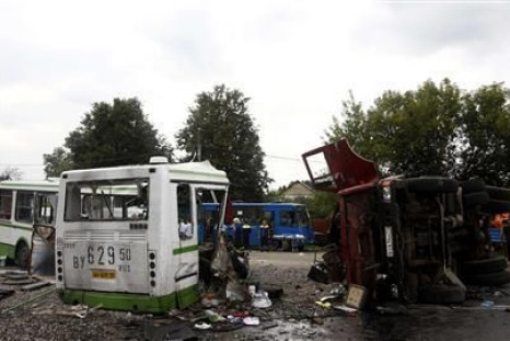Bus, Truck Crash Outside Moscow-July 13, 2013