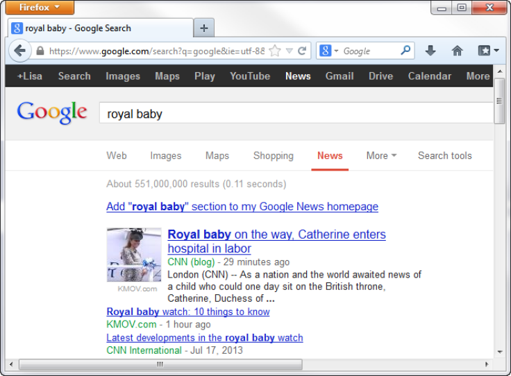 Google News Hits For Royal Baby