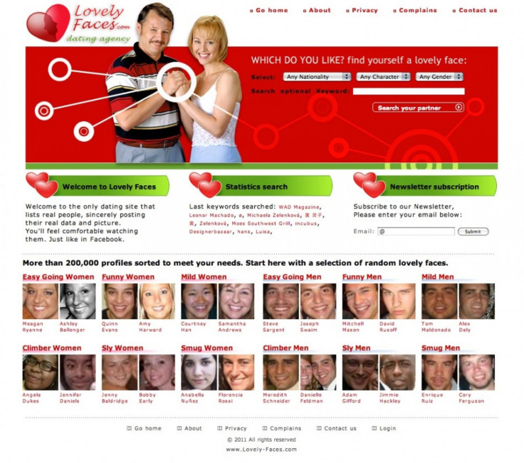 The Lovely Faces dating website created by two media artists, who stole the data from Facebook profiles.