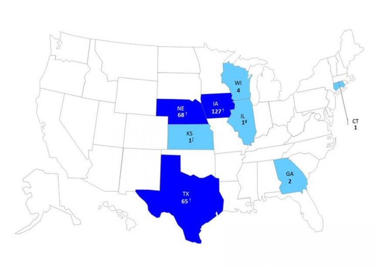 CDC cyclospora infection map