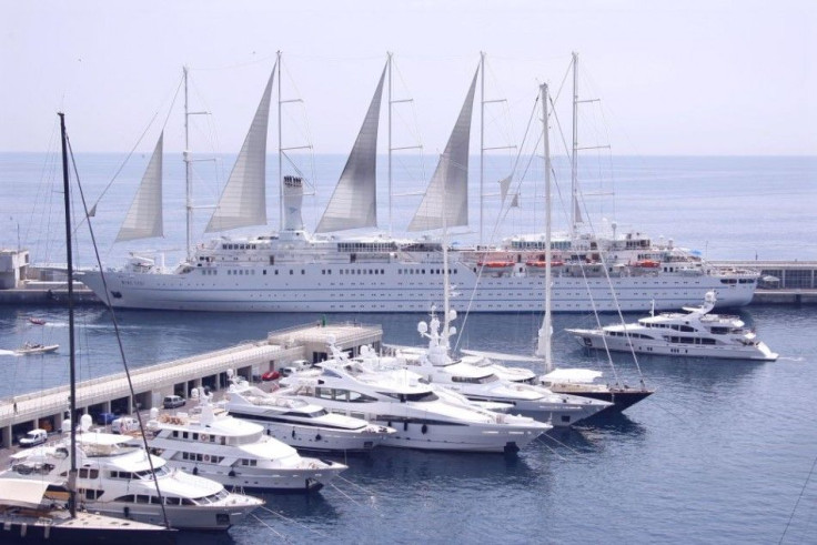 Windstar Cruises' Wind Surf sailing cruise is moored in the Monte Carlo harbour