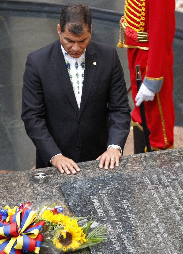 Rafael Correa at Hugo Chavez's grave