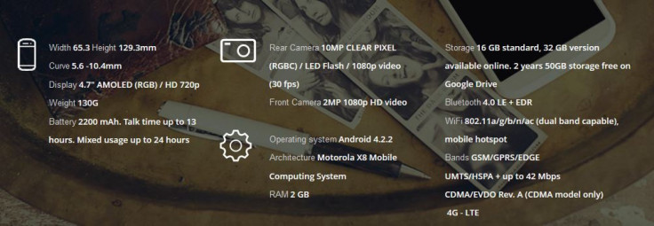 Moto X Specs