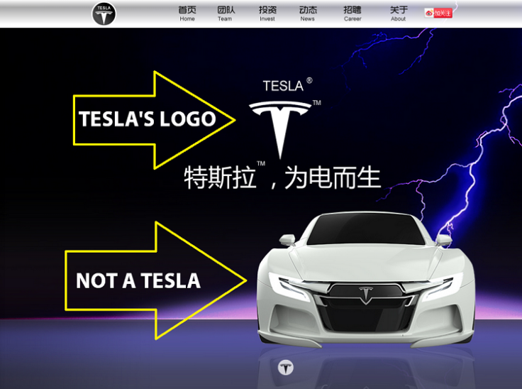 Fake Chinese Tesla Website
