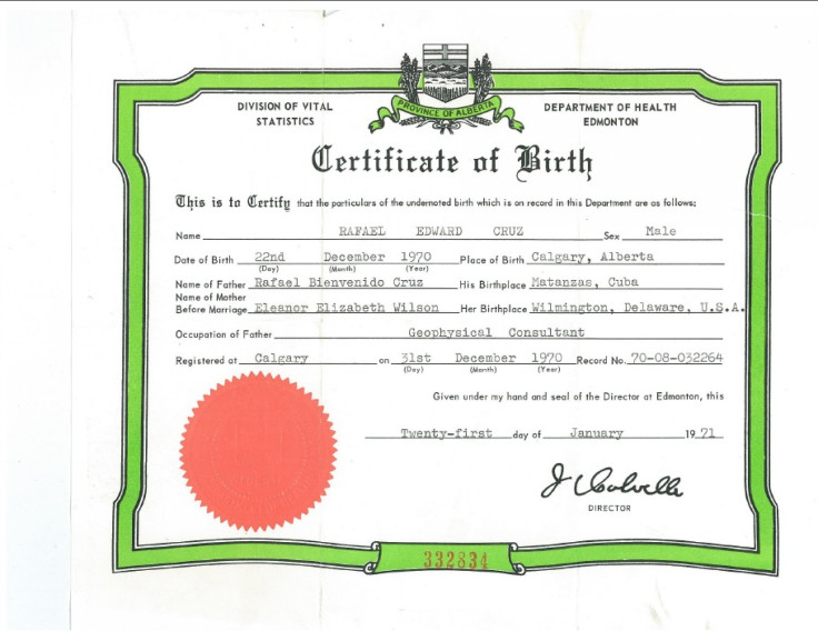 Ted Cruz's birth certificate