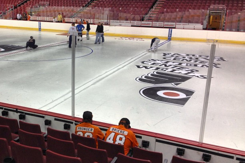 Flyers fans watch paint dry