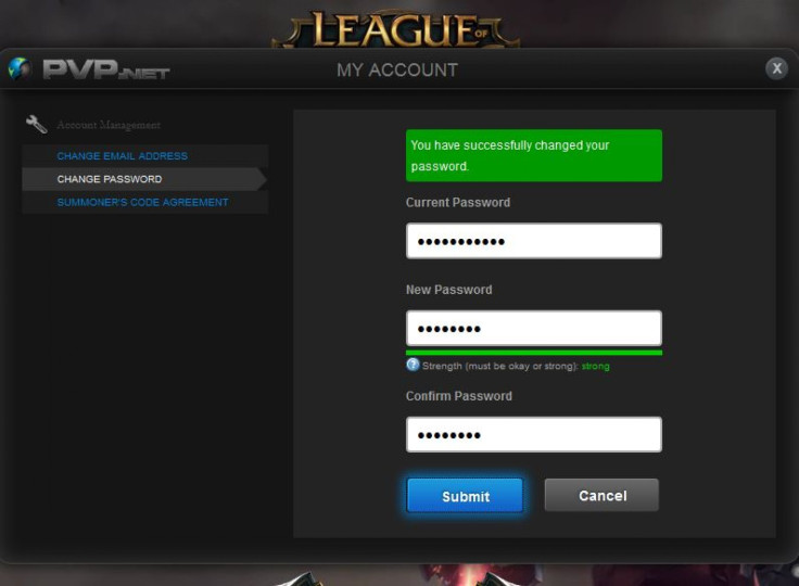LoL Password Changed