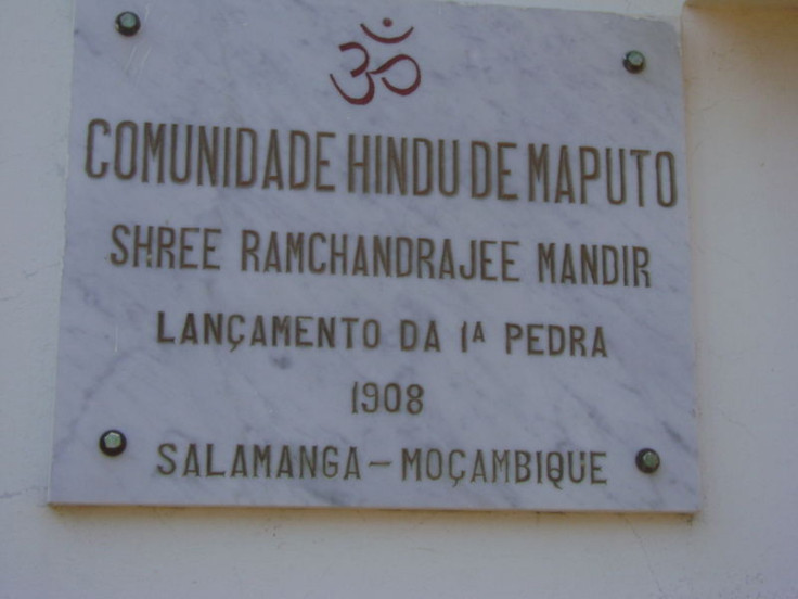 Sign at Indian temple in Mozambique