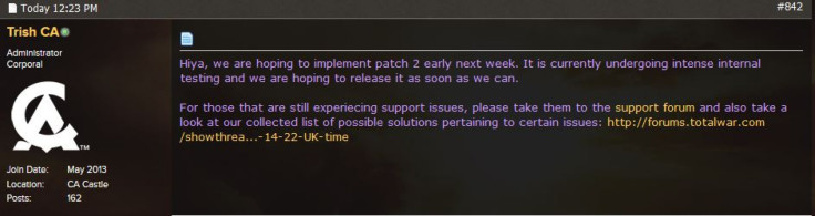 Total War Rome 2 Patch 2 Delayed Again