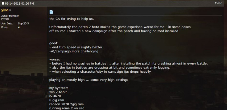 Total War Rome 2 Patch 2 beta Comment