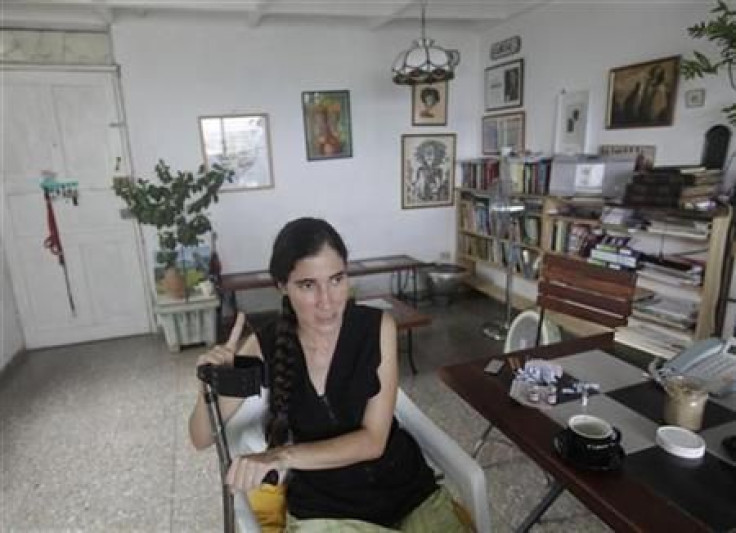 Cuban blogger Yoani Sanchez talks to Reuters in her house in Havana