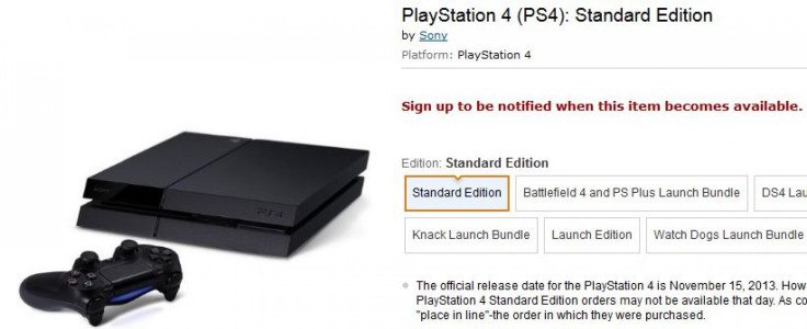 PS4 Sold Out Amazon