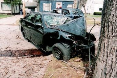 File accident picture provided by the lawyers representing the family of Guadalupe Alberto, of the wreckage of a 2005 Toyota Camry following crash in Flint