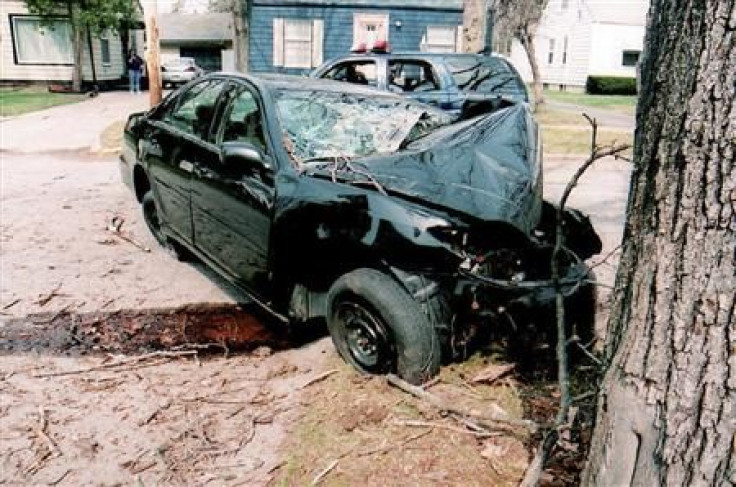 File accident picture provided by the lawyers representing the family of Guadalupe Alberto, of the wreckage of a 2005 Toyota Camry following crash in Flint