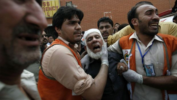 Relatives of bomb victims in Peshawar