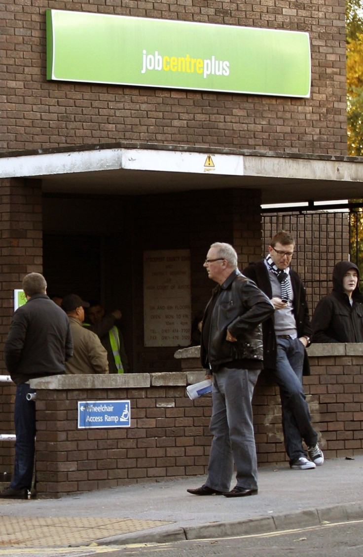 People wait for an unemployment center to open 