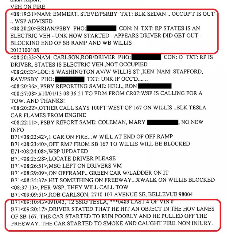 Tesla Model S Accident report