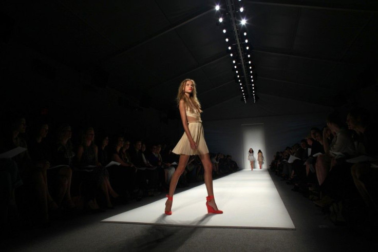 A model presents a creation from the J. Mendel Spring 2011 collection during New York Fashion Week