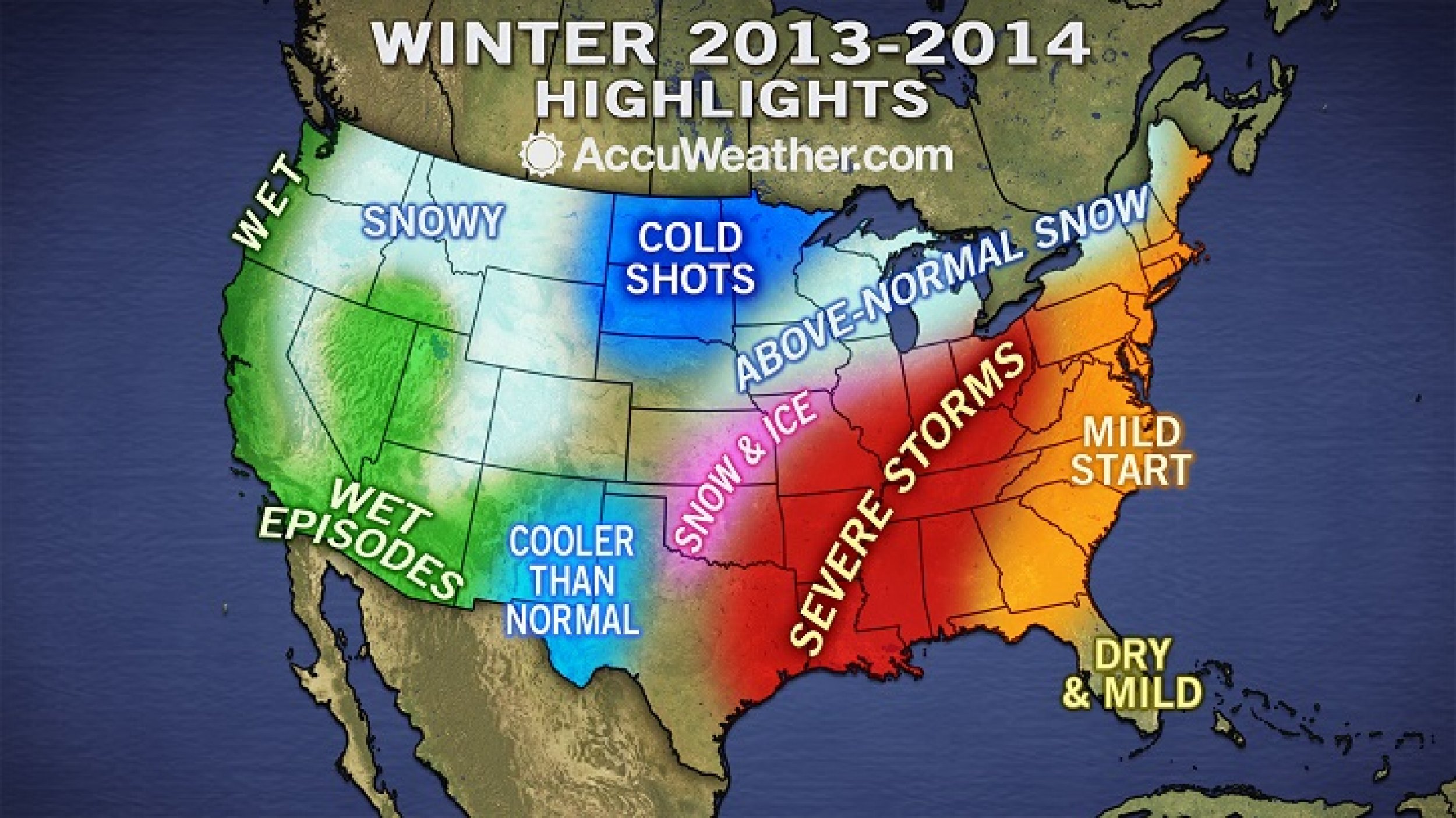 20132014 Winter Forecast Mild In The East, Warmer In South, Heavy