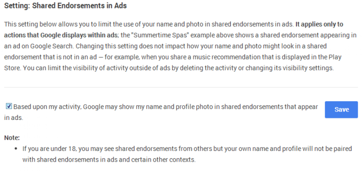 Google Ads Shared Endorsement