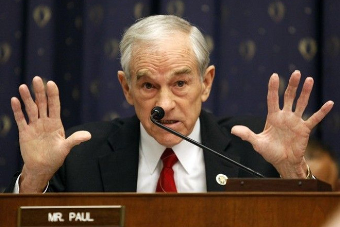 Rep. Ron Paul (R-TX) questions Federal Reserve Board chairman Ben Bernanke at the House Financial Services Committee hearing in Washington February 24, 2010. 