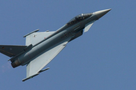A Eurofighter Typhoon aircraft performs at Yelahanka air force station 
