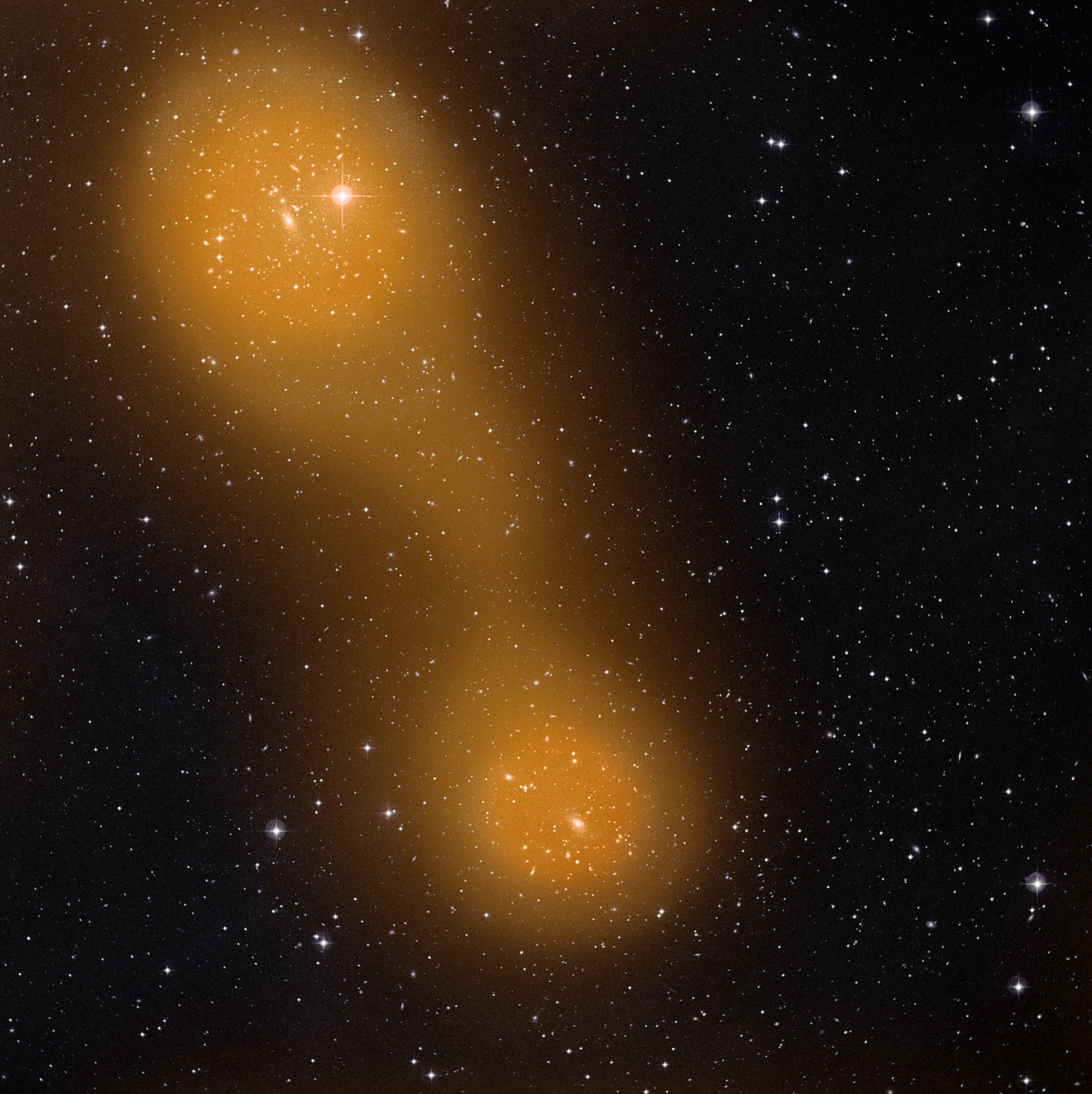 Galaxy Clusters Connected By A Gas Bridge