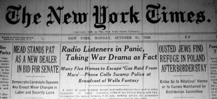 War of the Worlds New York Times Headline