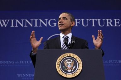U.S. President Obama makes remarks at Northern Michigan University in Marquette.