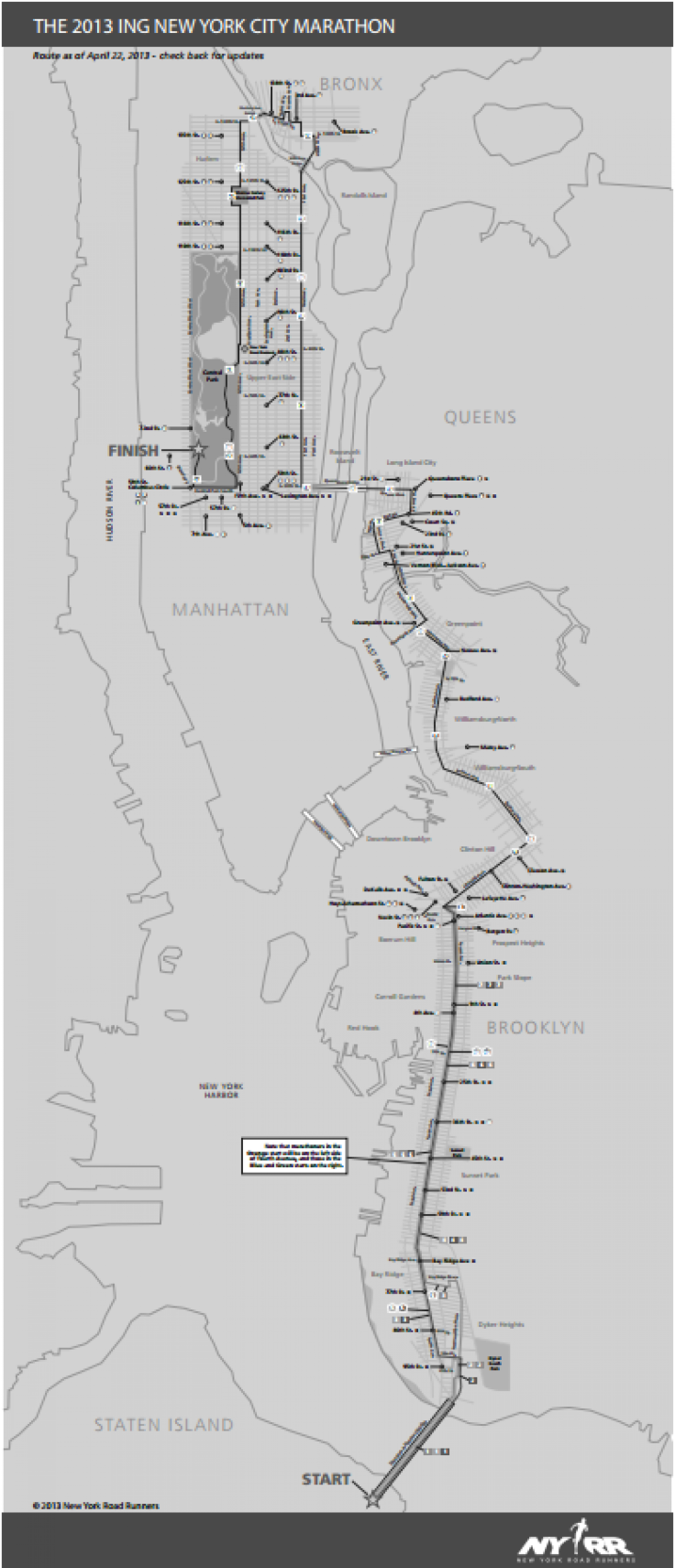 New York City Marathon 2013 Course Map