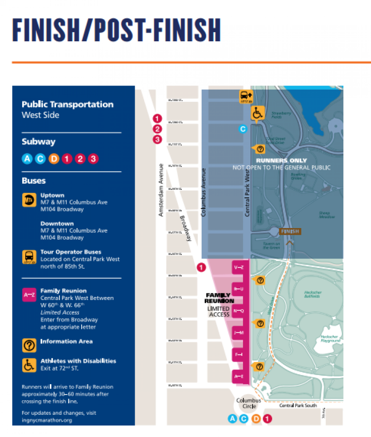 New York City Marathon 2013 Finish Map