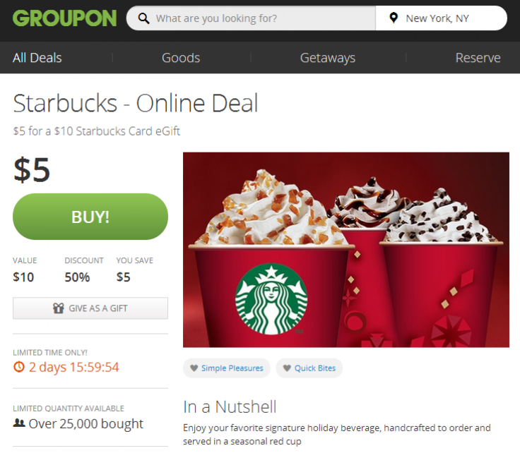 Starbucks Groupon Deal
