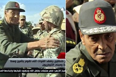 In this combined image, Egypt's Defense Minister Mohammed Hussein tantawi is shown meeting soldiers within Tahrir Square in Cairo on January 30, 2011 (Left), and again on February 4, 2011. Video grab (left) credit: Egypt State Television. Still Photo cred