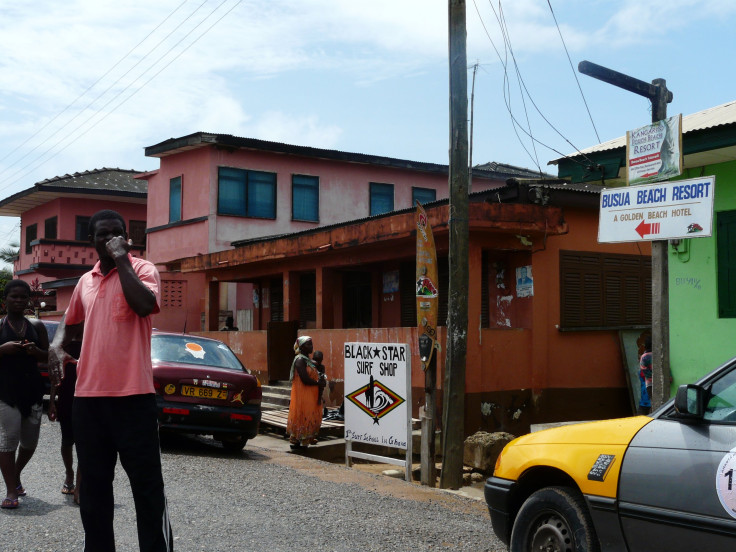 A sign promoting Ghana's first surf-shop