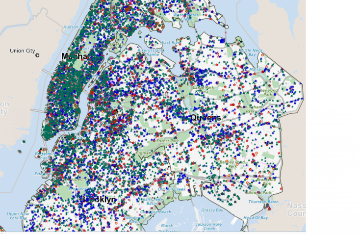 Recent map showing toxic sites that thrive in the five boroughs.