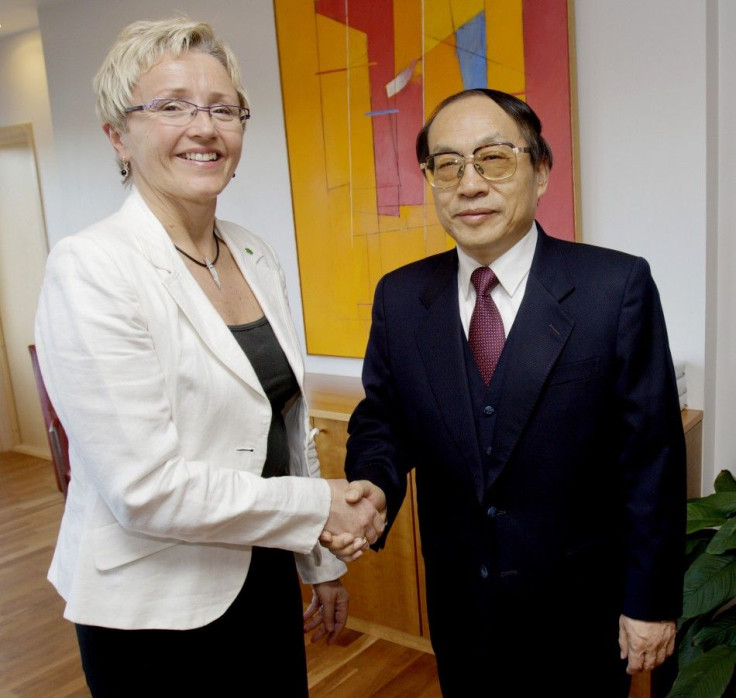 China's Railway Minister Liu Zhijun meets with Norwegian Minister of Transport and Communications Liv Signe Navarsete in Oslo