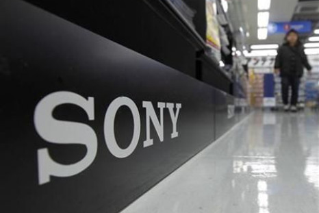 A Sony logo is pictured at an electronic shop in Tokyo