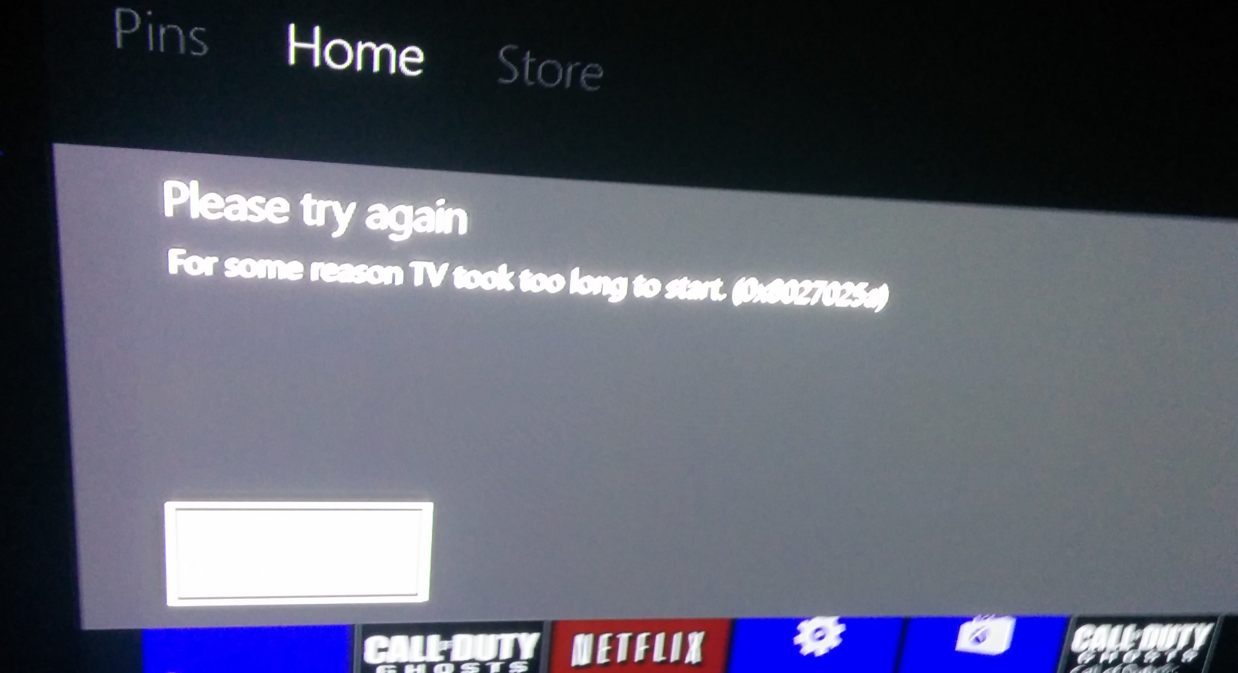 Xbox One “For Some Reason TV Took Too Long To Start (0x8027025a 