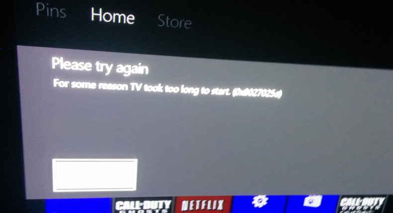Please try again For some reason TV took too long to start 0x8027025a Xbox One error message