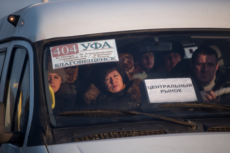 Workers in Russian van