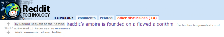 Post Pointing Out Reddit Bug