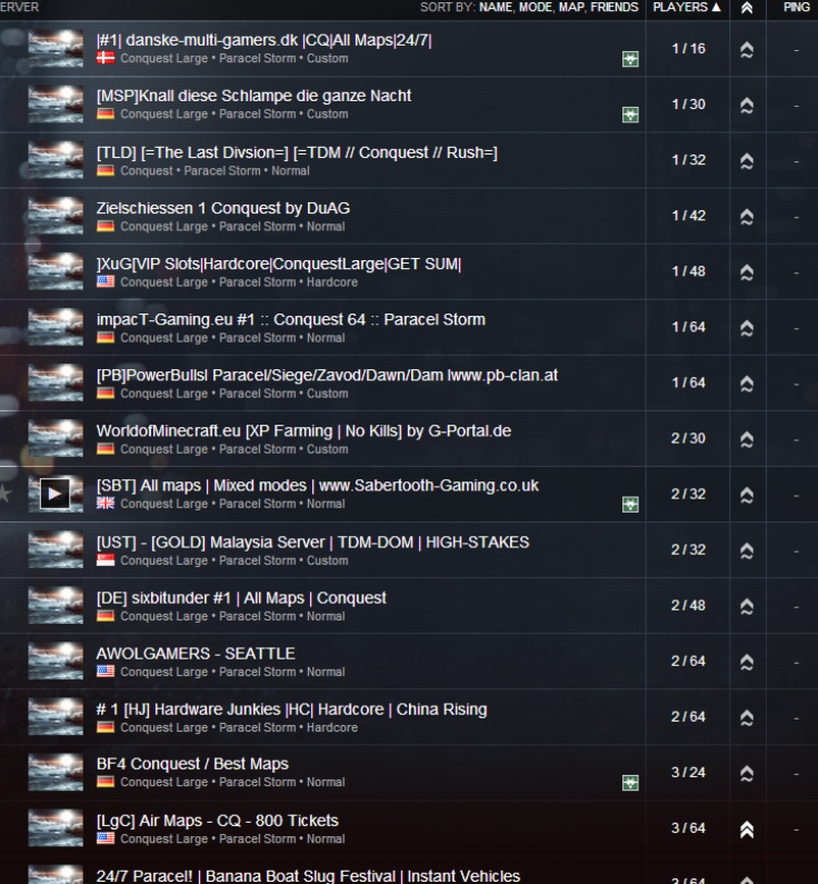 Paracel Storm Server List BF4