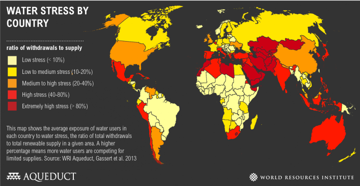 Countries facing water stress