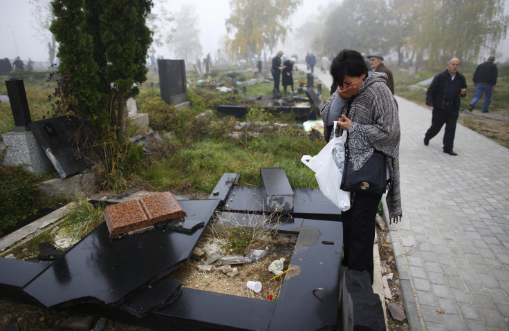 vandalized grave in Serbia