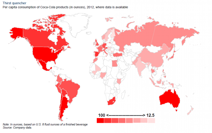 Per Capita Drinking of KO Products in 2012, Goldman Sachs Research December 2013