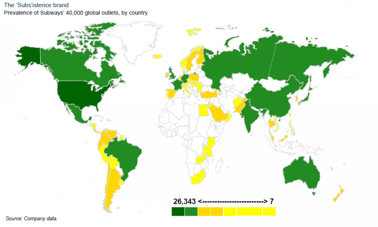 Subway Branches By Country, Goldman Sachs Research December 2013