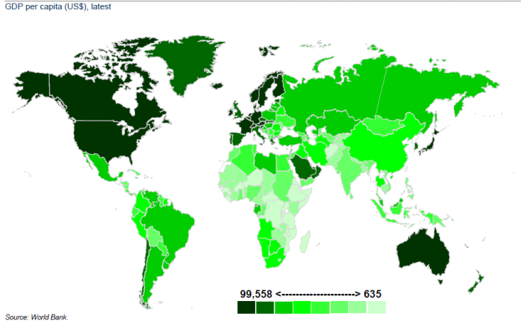 Latest GDP Per Capita, World Bank Via Goldman Sachs December 2013 Research