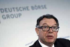 Francioni CEO of Deutsche Boerse AG attends a news conference at the Frankfurt stock exchange