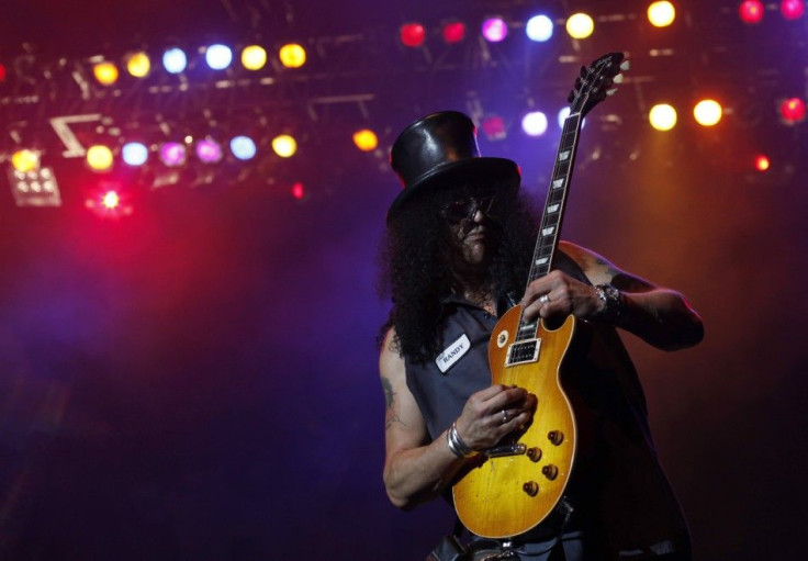 Former Guns N' Roses guitarist Saul Hudson, better known by his stage name Slash, performs during his concert tour in Jakarta