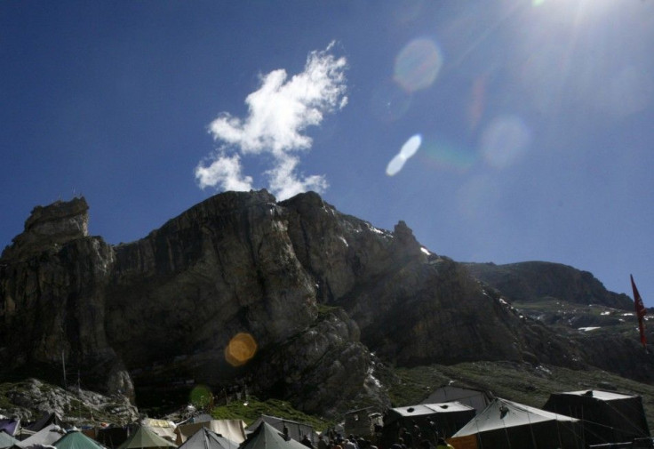 A general view of the holy cave of lord Shiva in Amarnath, India